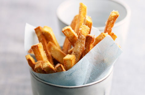 Baked in the oven for extra crisp texture and made with just four ingredients, these sweet potato fries are really easy to make and seriously satisfying