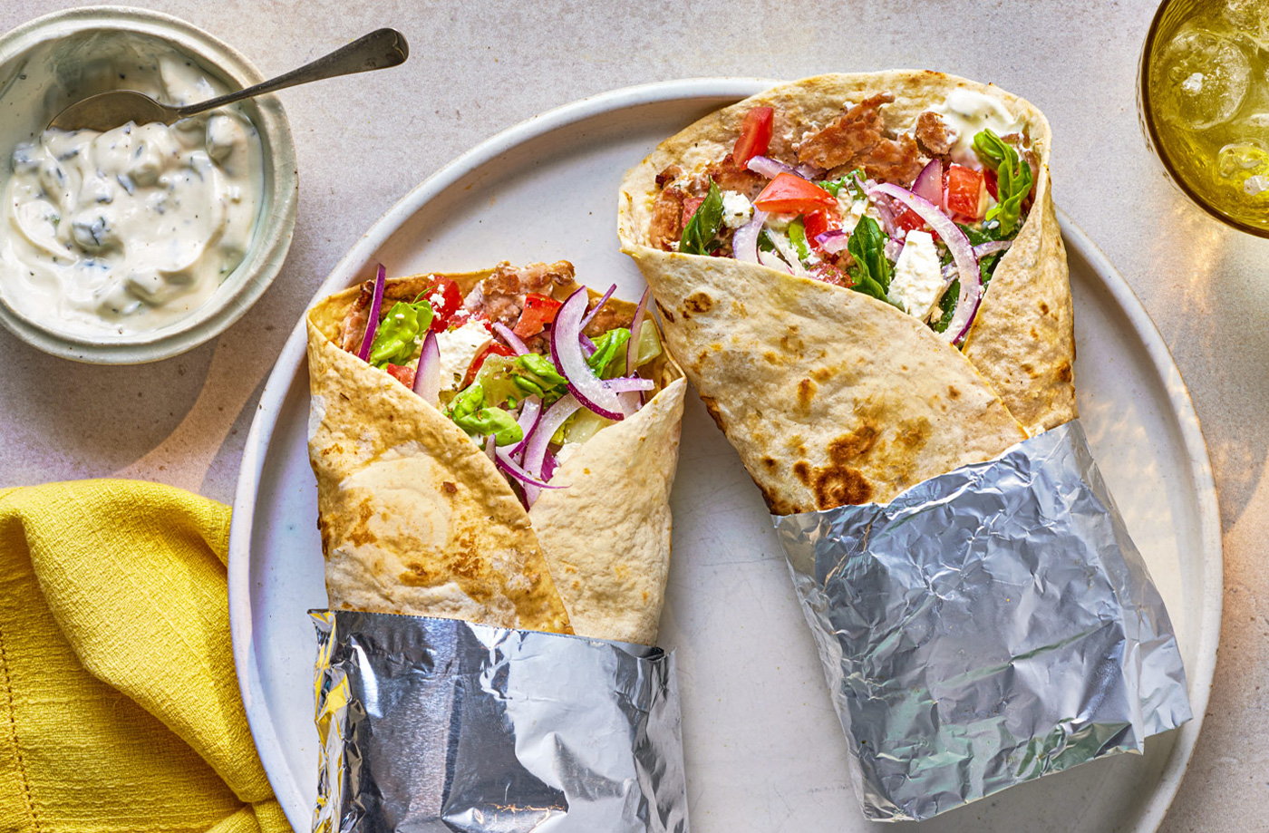 Greek smash kebab wraps recipe