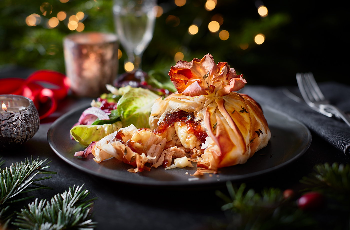 Brie and turkey filo parcel recipe