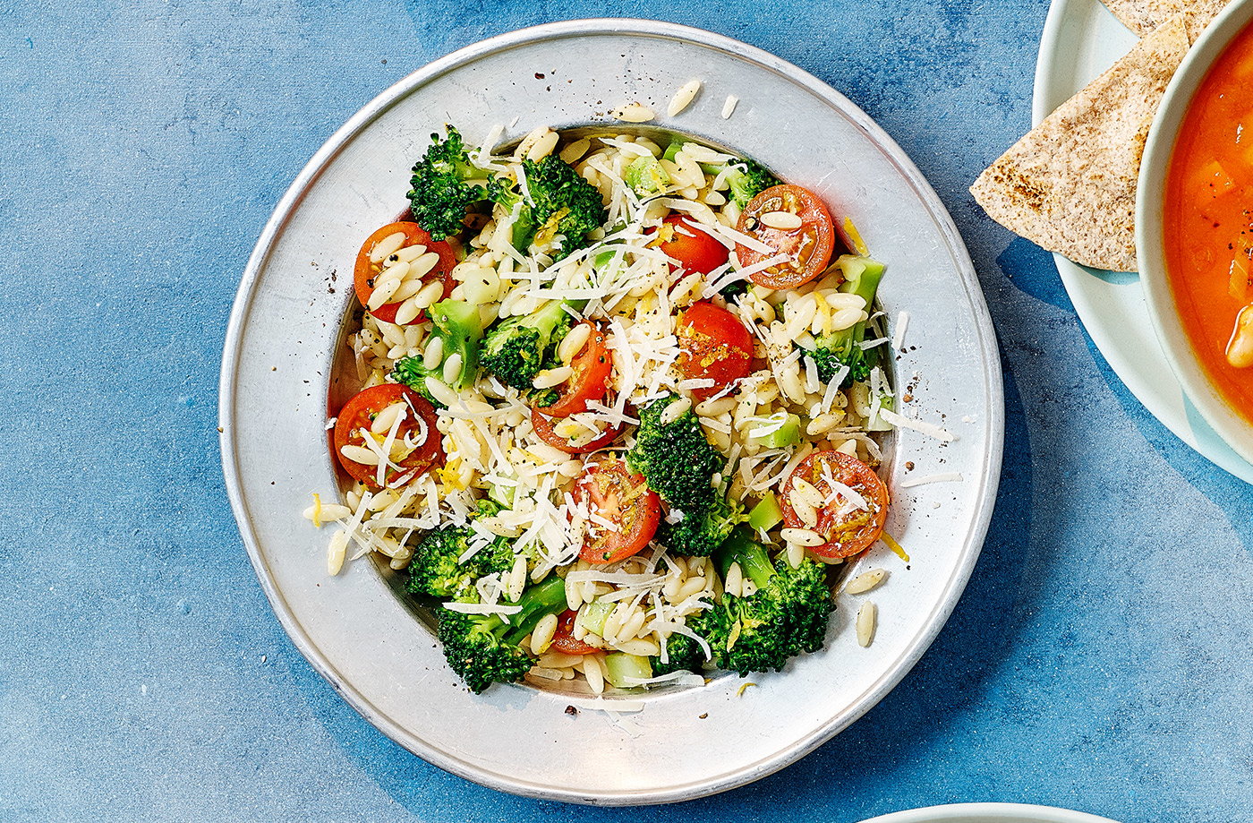 Broccoli, tomato and lemon orzo salad recipe