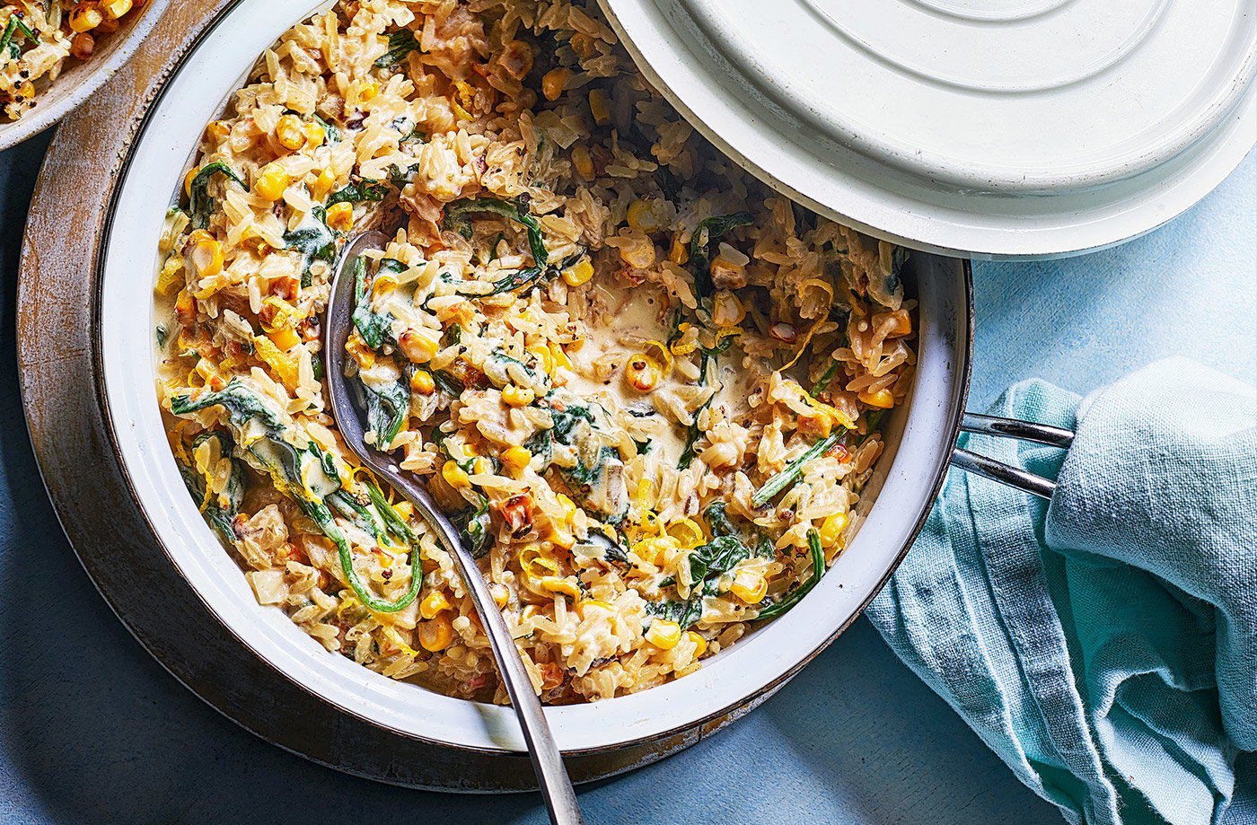 Charred sweetcorn risotto recipe