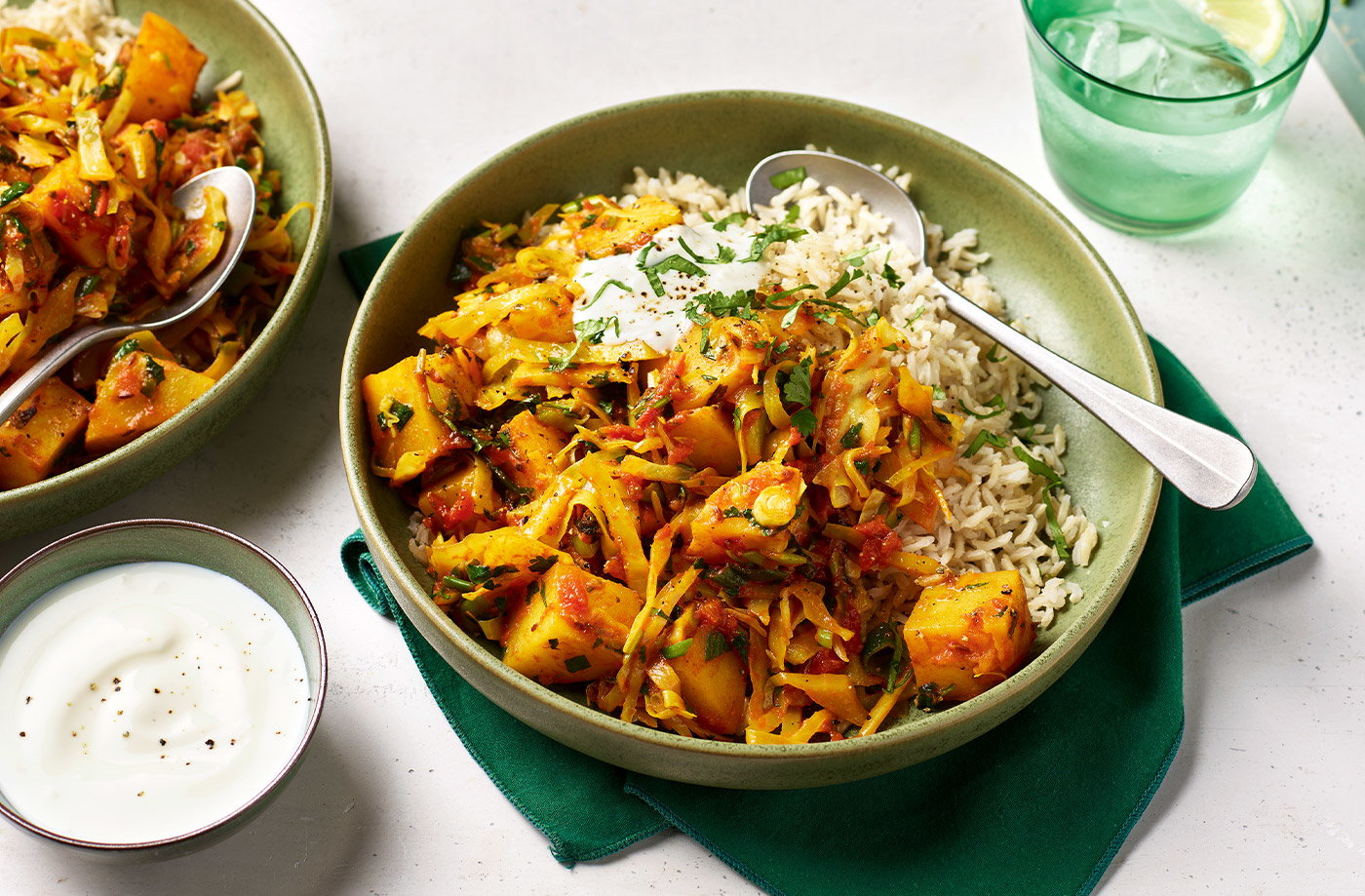 Gujarati-style cabbage and potato curry recipe