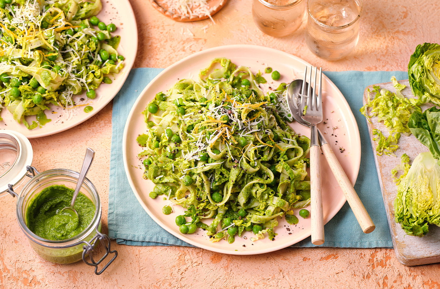 Little Gem pesto pasta recipe