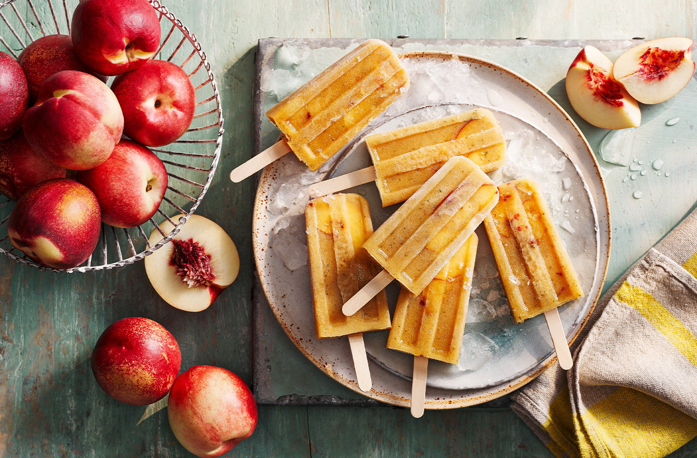 Nectarine, mint and honey ice lollies recipe