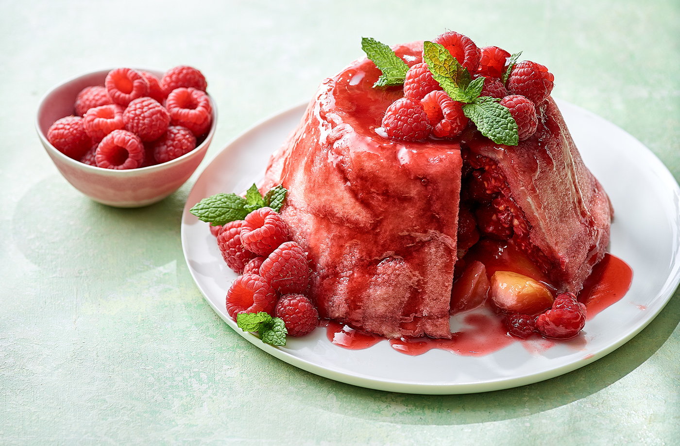 Peach melba summer pudding recipe