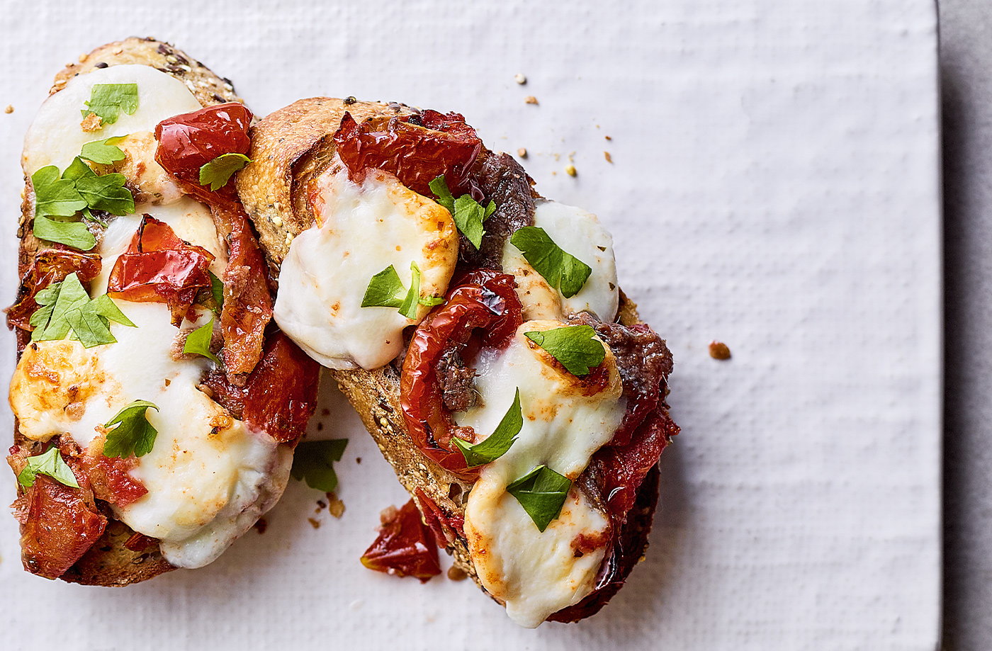 Melty mozzarella and roasted tomato toast recipe