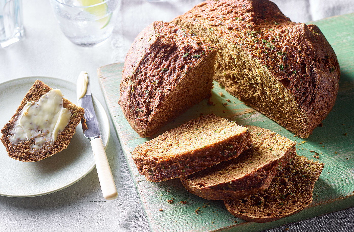 Slow-cooker soda bread with spring herbs recipe