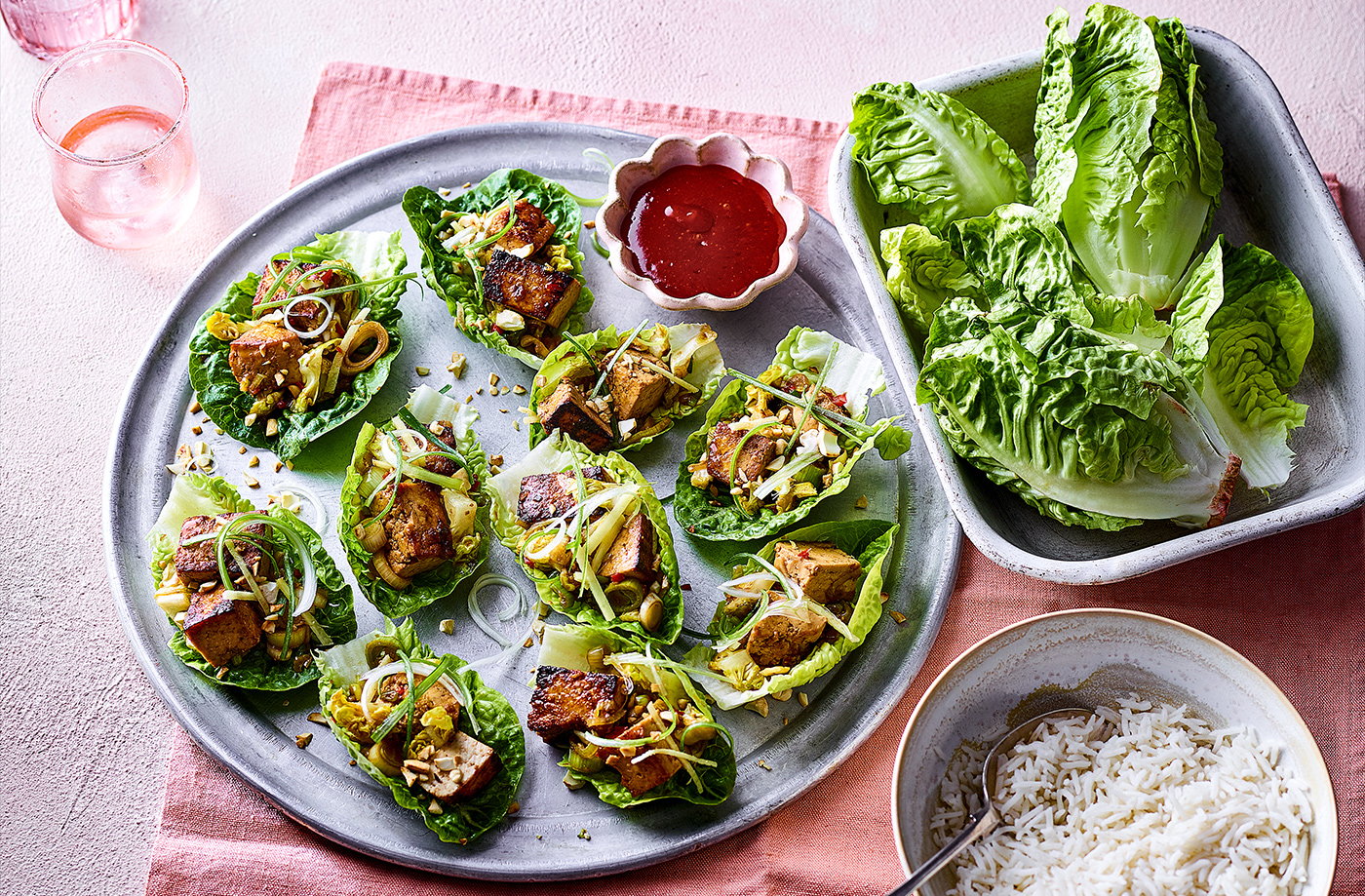 Sticky tofu lettuce cups recipe