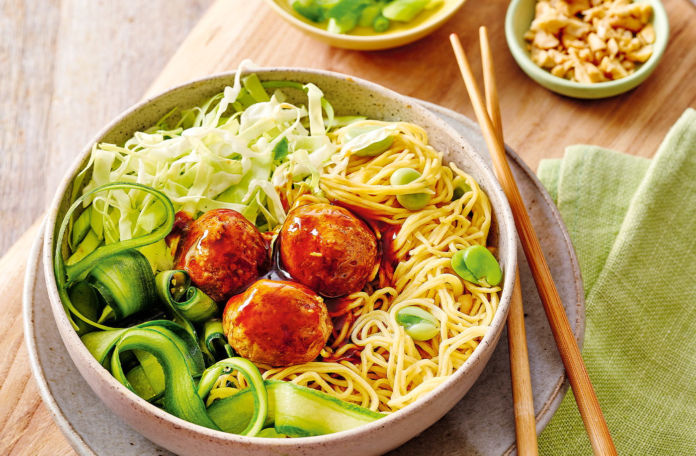 Teriyaki meatball noodles recipe