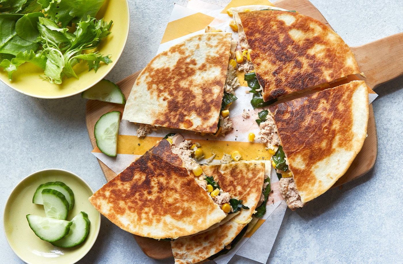 Tuna melt quesadillas