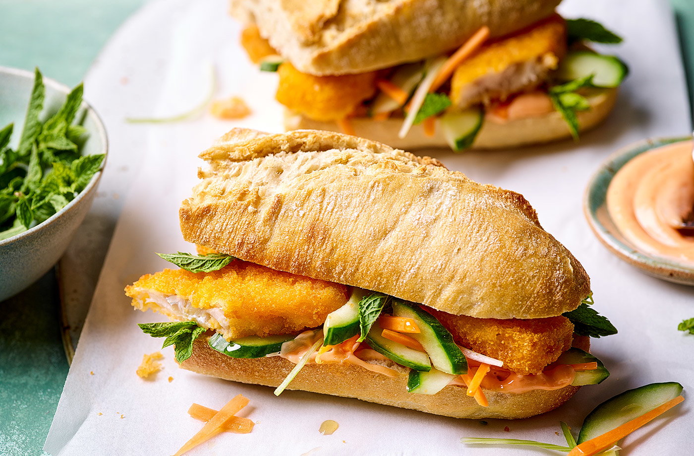 Vietnamese-style fish finger baguettes recipe