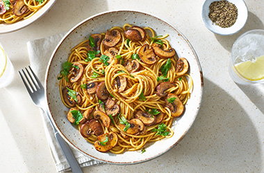 Soy butter mushroom pasta