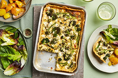 Broccoli and feta quiche