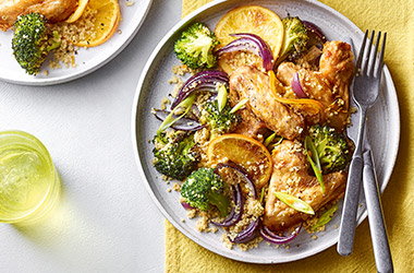 Chicken, broccoli, and orange couscous