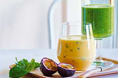 Passion fruit, mango and coconut smoothie