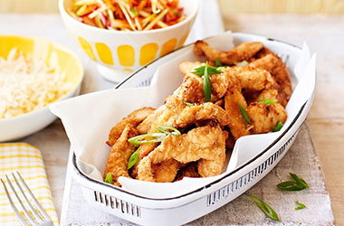 Japanese-style fried chicken with wasabi slaw