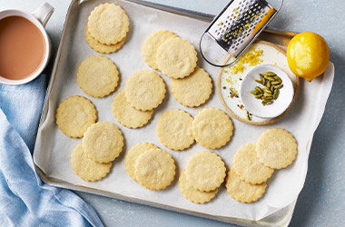 Lemon and cardamom shortbread