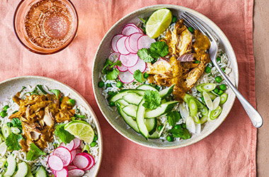 Mackerel katsu rice bowls