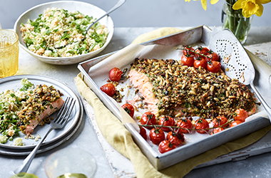 Mediterranean crumb-topped roast salmon