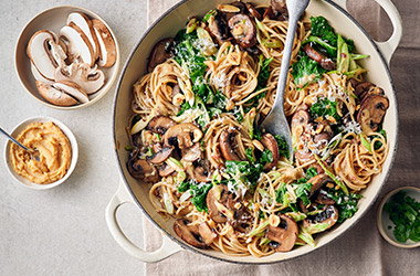 Miso mushroom pasta