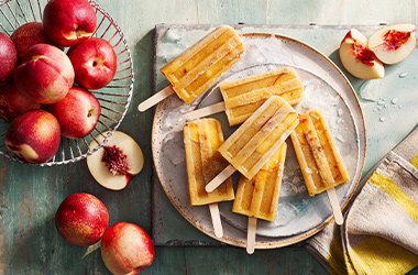 Nectarine, mint and honey ice lollies