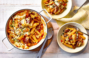 One-pot shepherd’s pie pasta bake