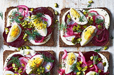 Danish open-faced rye sandwich