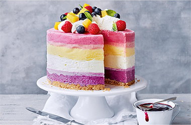 Rainbow frozen yogurt cake