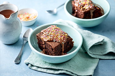 Chocolate sponge cake with sprinkles