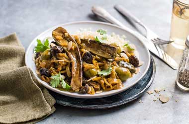 Vegetarian aubergine and olive tagine