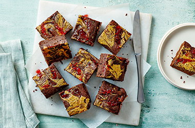 Vegan peanut butter and jam brownies