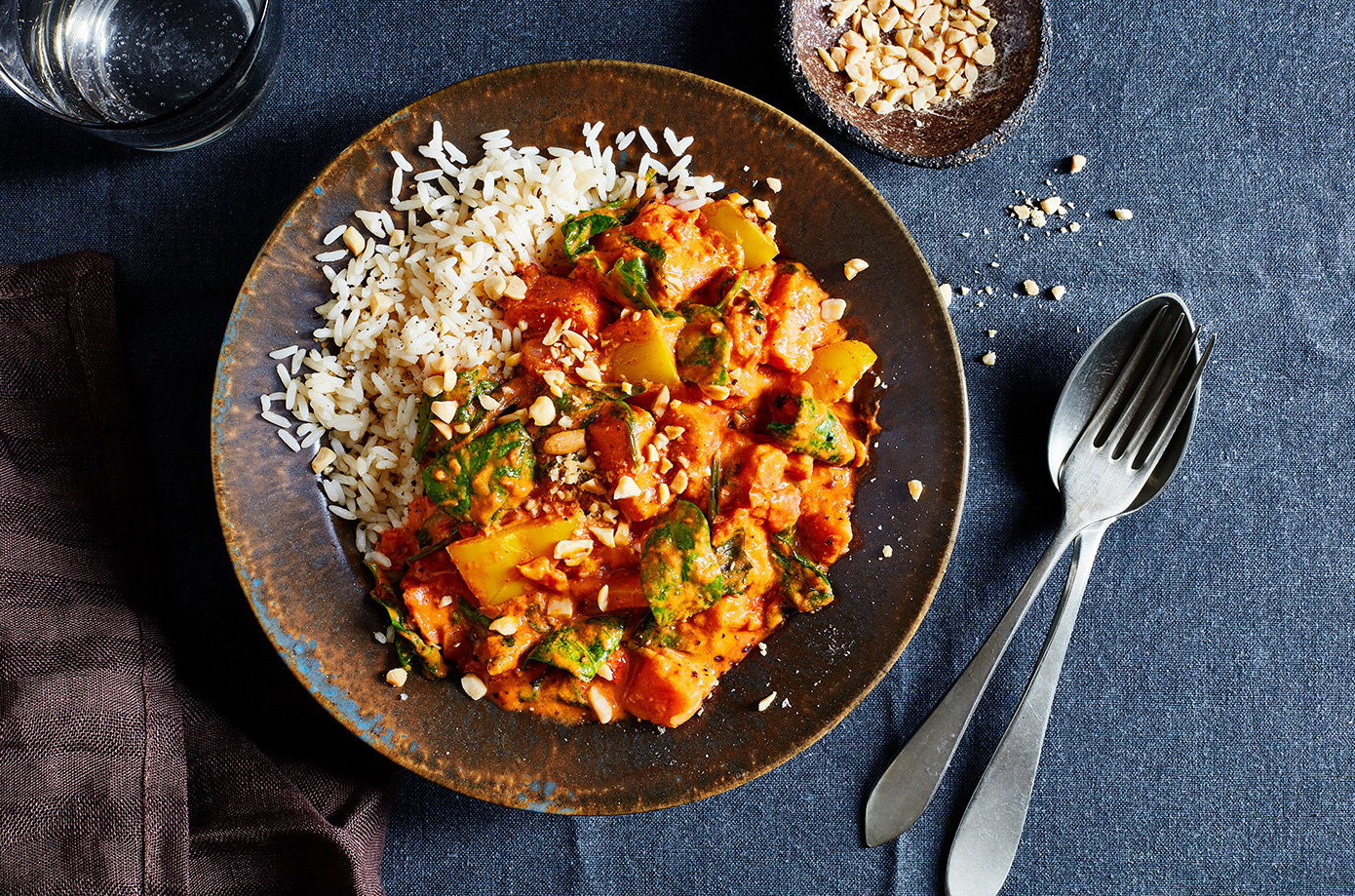 Sweet potato and peanut massaman curry