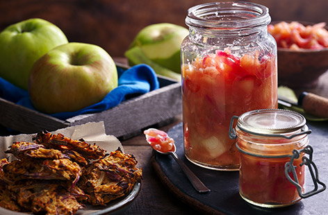 Bramley apples develop a fluffy, melt-in-the-mouth texture when cooked and add sharp sweetness to these crisp and golden pakoras