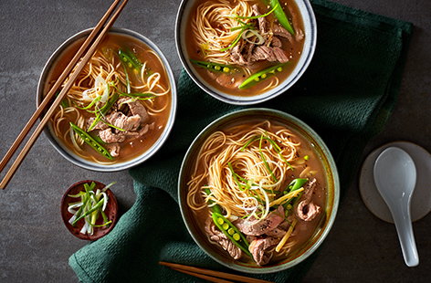 Making ramen at home doesn't need to be complicated. This easy ramen recipe is ready in just 20 mins, with tender beef steaks simmered in a quick fragrant broth with noodles and sugarsnaps.