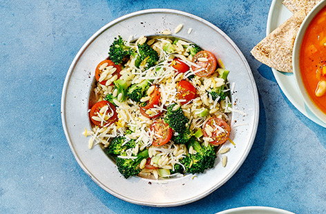 Kids will love this super simple pasta salad recipe made with orzo, broccoli and cherry tomatoes. 