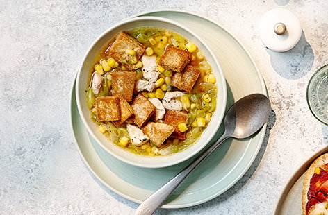 Just a few simple ingredients go into this speedy and oh-so-delicious chicken and sweetcorn soup recipe.