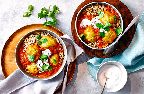 Coconut chickpea dumpling curry