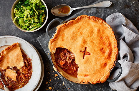 For retro-inspired comfort food, try this corned beef pie recipe. This comforting pie is topped with buttery shortcrust pastry and ready in under 45 mins for a wallet-friendly meal.