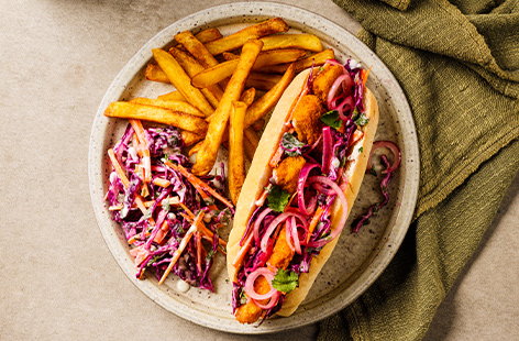 Fish fingers, oven chips and coleslaw – here's a tasty fakeaway recipe to remind you of your childhood. 