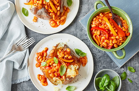 Jazz up a couple of tins of baked beans with this homemade smoky beans recipe. Add sweet caramelised peppers and spicy paprika to your baked beans and serve on a jacket potato for an updated twist on this comfort food classic.