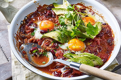 This Mexican-style baked eggs recipe is a veggie-friendly dish that's suitable for brunch, lunch, or even dinner