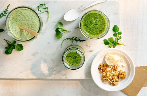 Sub basil in the traditional pesto for any mixed salad leaves you have in the back of the fridge