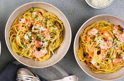 For the speediest and easiest midweek meal try this 5-ingredient prawn carbonara that's ready in just 10 minutes.