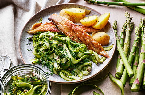 Here's an interesting way to enjoy fresh, seasonal asparagus. Zesty and fragrant, it's delicious served with smoked fish such as mackerel. You can store leftovers in the fridge for up to three days.