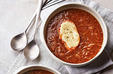 Make the most of slow-cooker season! This French onion soup is so easy to make; simply bung in all your ingredients and let the slow-cooker do the work.