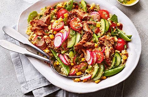 This low-cook dinner idea uses just a kettle! Fluffy couscous is flavoured with parsley and lemon