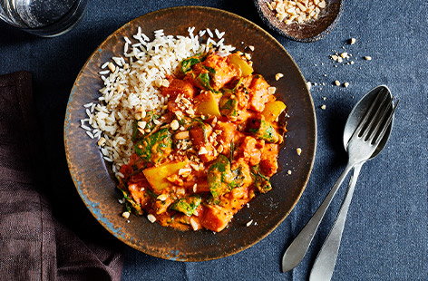 All you need is massaman curry paste and couple of store cupboard ingredients to make this fiery veggie sweet potato and peanut massaman curry.