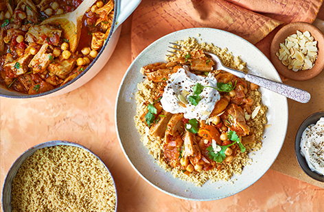 Tuck into this tasty tagine recipe that's packed with flavour from tagine paste, dried apricots and meat-free chicken-style pieces