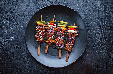 These teriyaki mushroom skewers from Derek Sarno are the perfect main for a vegan-friendly barbecue