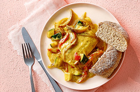 This colourful and creamy fish 'n' veggie curry is a great lunch to serve your kids